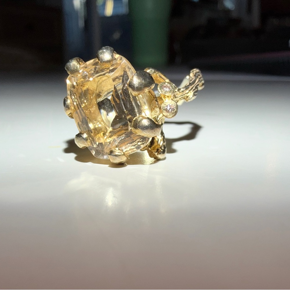 Citrine set in beautiful artisan band sz. 8-8.25